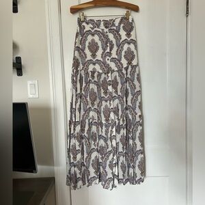 Bohemian White Paisley Tiered Maxi Skirt